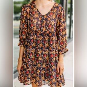 Umgee Black and Orange Floral Tunic